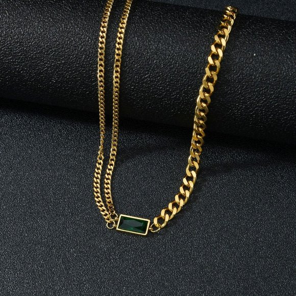 💕Last one Green Stone Golden Chain Choker - Picture 4 of 12